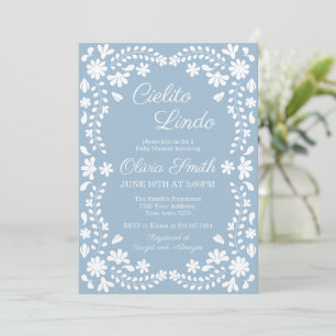 Invitation Blue Cielito Lindo Baby Shower Art Populaire Mexic