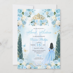 Invitation Blue Cinderella Fairytale Princess Sweet sixteen