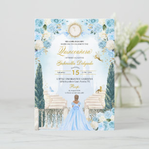 Invitation Blue Cinderella Princesse Fairy Quinceanera