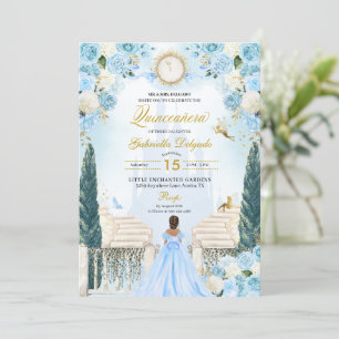 Invitation Blue Cinderella Princesse Fairy Quinceanera