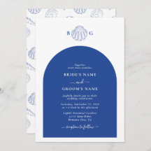 Blue Clam Seashells Coastal Seaside Beach Wedding