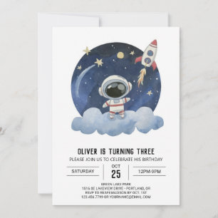 Invitation Blue Comet Enfants Astronaut garçon Anniversaire