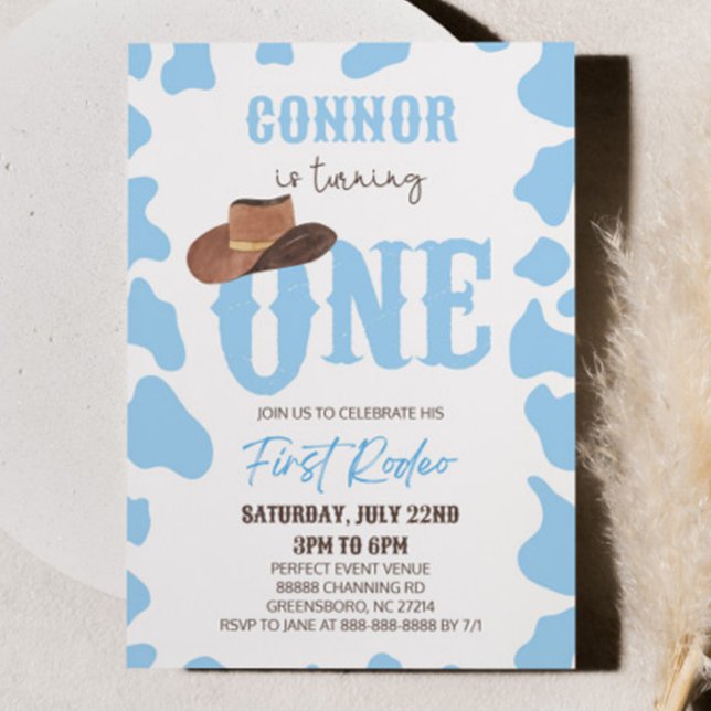 Invitation Blue Cowboy ONE Premier Rodéo 1ère fête d'annivers (Créateur téléchargé)