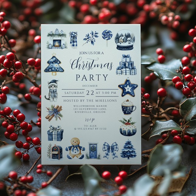 Invitation Blue Cozy Christmas (Créateur téléchargé)