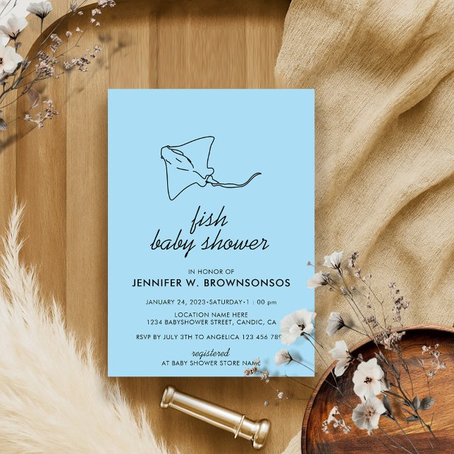 Invitation Blue Cute Celebrity Fish (Créateur téléchargé)