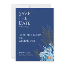 Blue Daisy Flowers Mariage Enregistrer la date