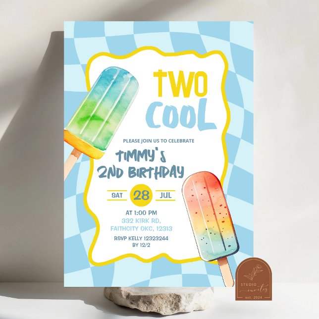 Invitation Blue Deux Cool Popsicle été garçon Anniversaire (Créateur téléchargé)