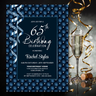 Invitation Blue Diamond Motif 65e fête d'anniversaire