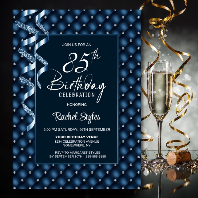 Invitation Blue Diamond Motif 85e fête d'anniversaire (Créateur téléchargé)