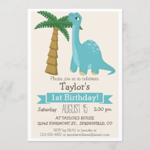 Invitation Blue Dinosaur fête d'anniversaire des enfants