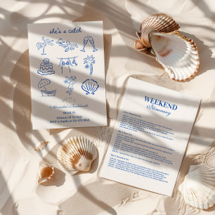 Invitation Blue Doodle Tropical Elle est un bon parti Enterre