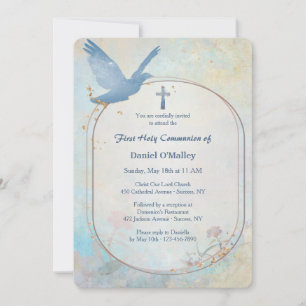 Invitation Blue Dove Religieux