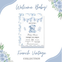 Invitation Blue Elephant Chinoiserie-Baby shower