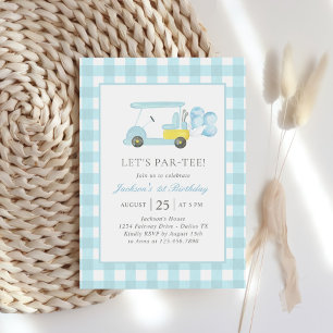 Invitation Blue En vichy Golf Boy 1er anniversaire