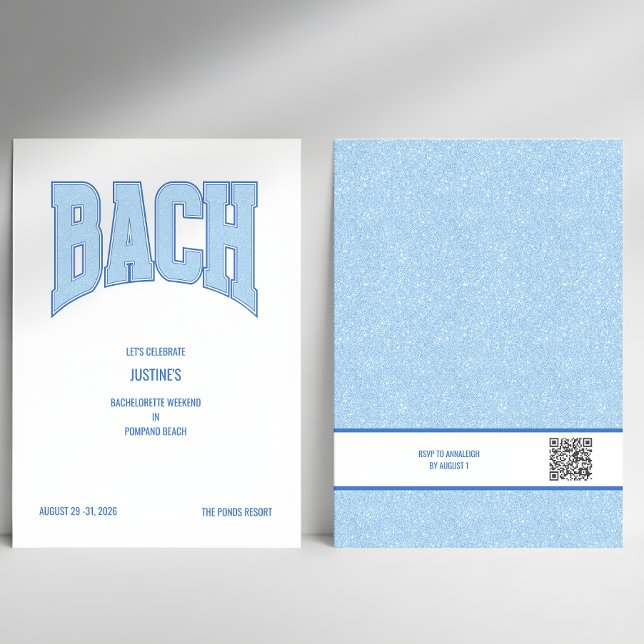 Invitation Blue Faux Glitter BACH Bachelorette Party  (Créateur téléchargé)