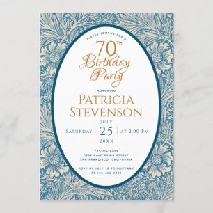 Invitation Blue Floral 70e anniversaire Marigold William Morr