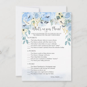Invitation Blue Floral Baby shower Qu'y a-t-il sur votre jeu 