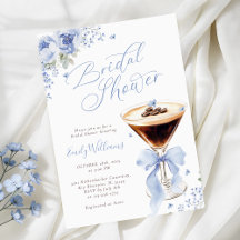 Blue Floral Espresso Martini Bridal Shower