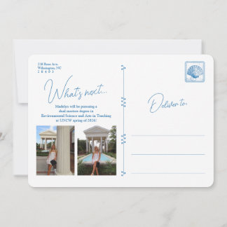 Invitation Blue Floral Frame Coastal Graduation Announcement