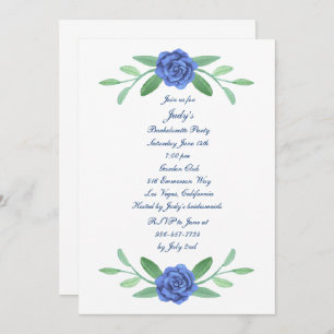 Invitation Blue Floral Green Foliage Bachelorette Party