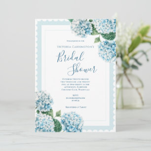 Invitation Blue Floral Hydrangea Élégante Fête des mariées