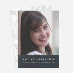 Invitation Blue Floral Watercolor Photo Graduation Party