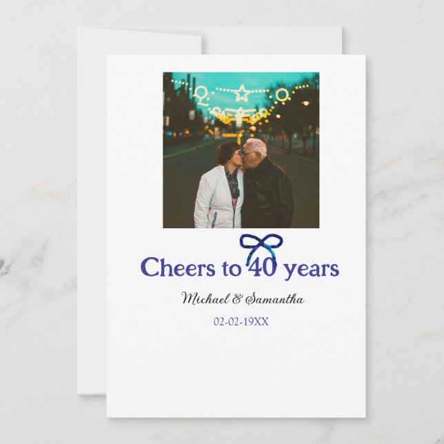 Invitation Blue g bow salue à 40 ans mariage (Devant)