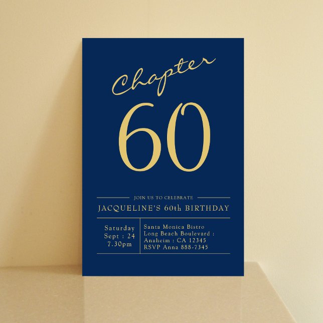 Invitation Blue Gold 60e fête d'anniversaire (Créateur téléchargé)