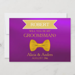 Invitation Blue & Gold Bow Serez-vous mon Groomsman? Invitati