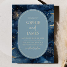 Blue Gold Celestial Elegant Starry Sky Mariage