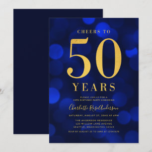 Invitation Blue Gold encourage à 50 ans fête d'anniversaire