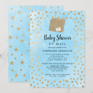 Invitation Blue Gold Star Boy Baby shower par courrier