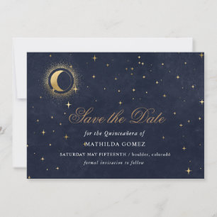 Invitation Blue Green Celestial Quinceañera enregistrer la da