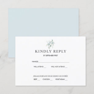Invitation Blue Green Eucalyptus Mariage RSVP Réponse