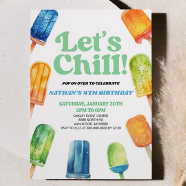Invitation Blue Green Let's Chill Popsicle fête d'anniversair (Créateur téléchargé)