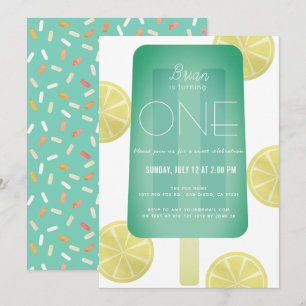 Invitation Blue Green Popsicle Garçon 1er anniversaire