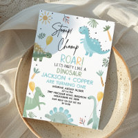 Blue Green Stomp Chomp Twins Dinosaur 1er annivers