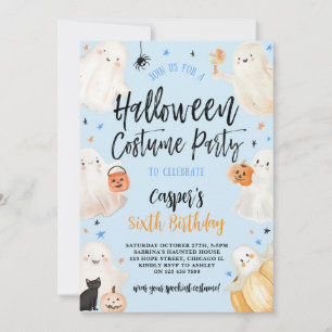 Invitation Blue Halloween Éffrayant garçon Anniversaire Costu