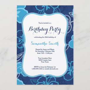 Invitation Blue Hawaiian Hibiscus Fleurs Anniversaire Invitat
