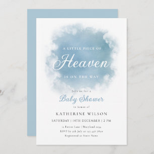 Invitation Blue Heaven a envoyé Baby shower nuageux
