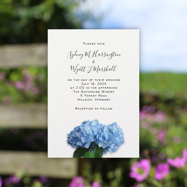 Invitation Blue Heaven Hydrangea Mariage Simple Décontracté (Créateur téléchargé)