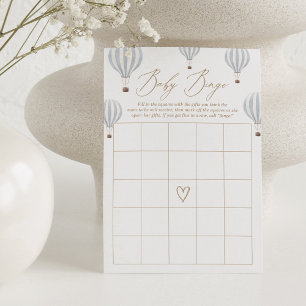Invitation Blue Hot Air Balloon Baby shower Bingo Jeu