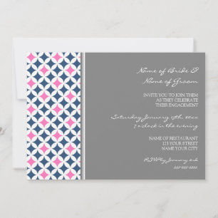 Invitation Blue Hot Pink Pattern