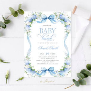 Invitation Blue Hydrangea Baby Brunch