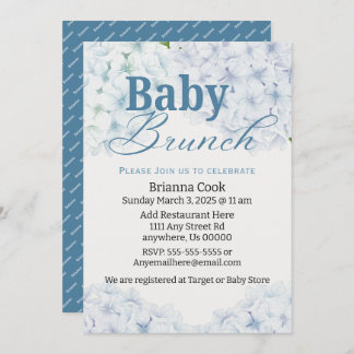 Invitation Blue Hydrangea Baby shower / Bébé Brunch Invitatio