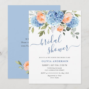 Invitation Blue Hydrangea Blush Rose Roses FÊTE DES MARIÉES