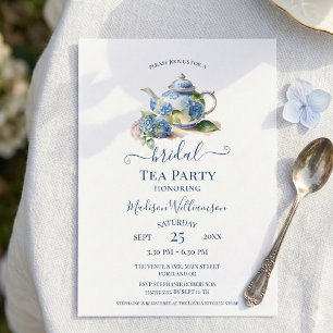 Invitation Blue Hydrangea Bride Tea Party