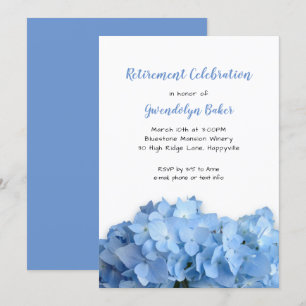 Invitation Blue Hydrangea Célébration Retraite Anniversaire