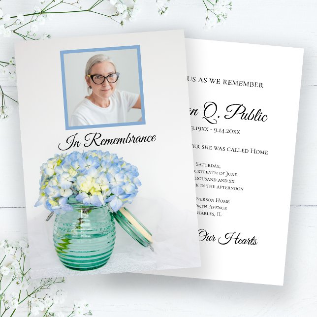 Invitation Blue Hydrangea dans Jar Anniversaire de la Mort (Créateur téléchargé)