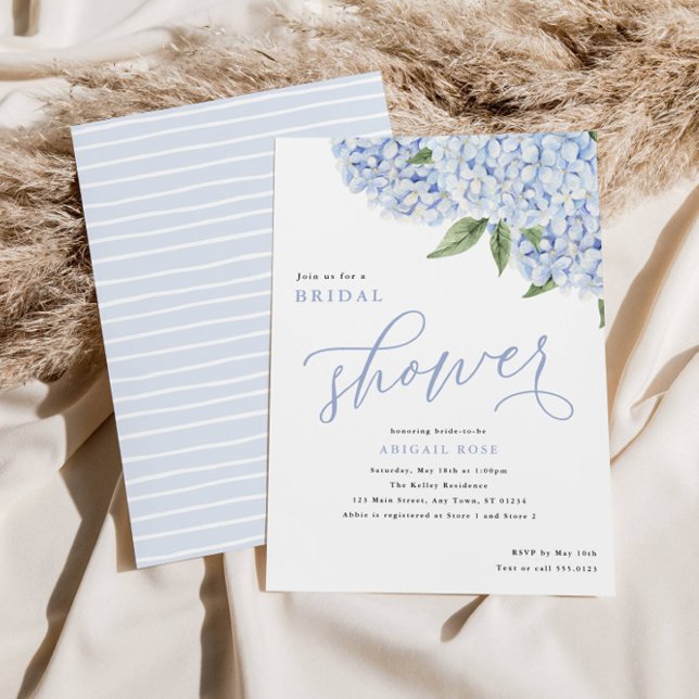 Invitation Blue Hydrangea Fleurs Big Bloom Fête des mariées (Créateur téléchargé)